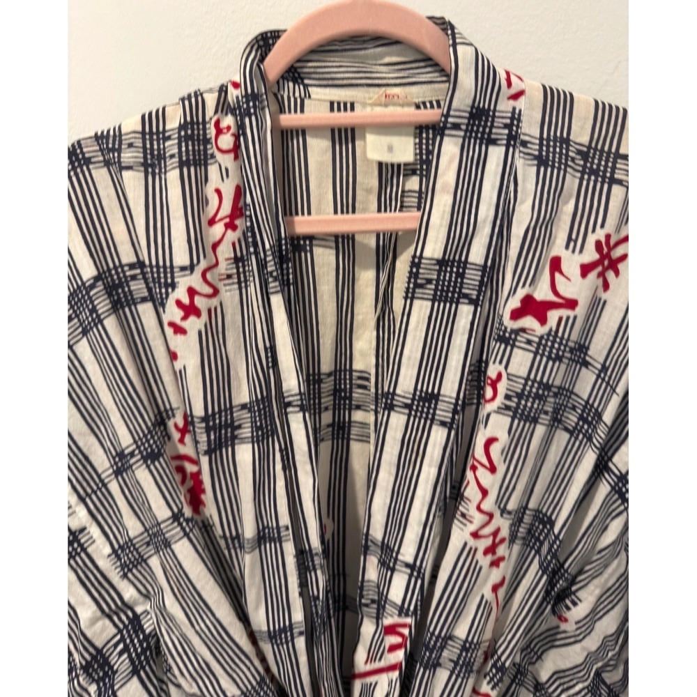 Vintage Japanese Cotton Calligraphy Kimono Robe Medium - Picture 3 of 7